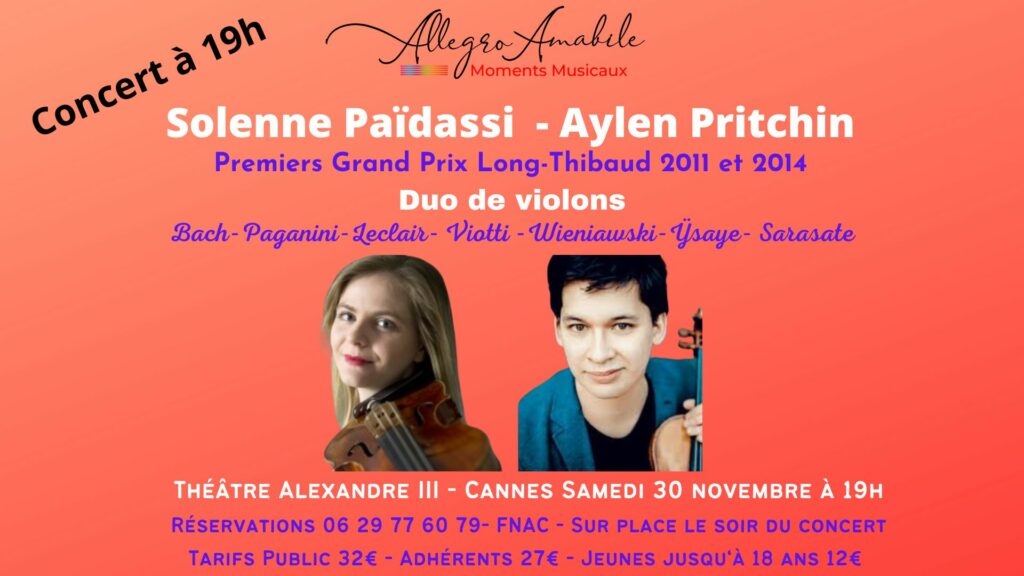 Duo de violons : Solenne Païdassi & Aylen Pritchin