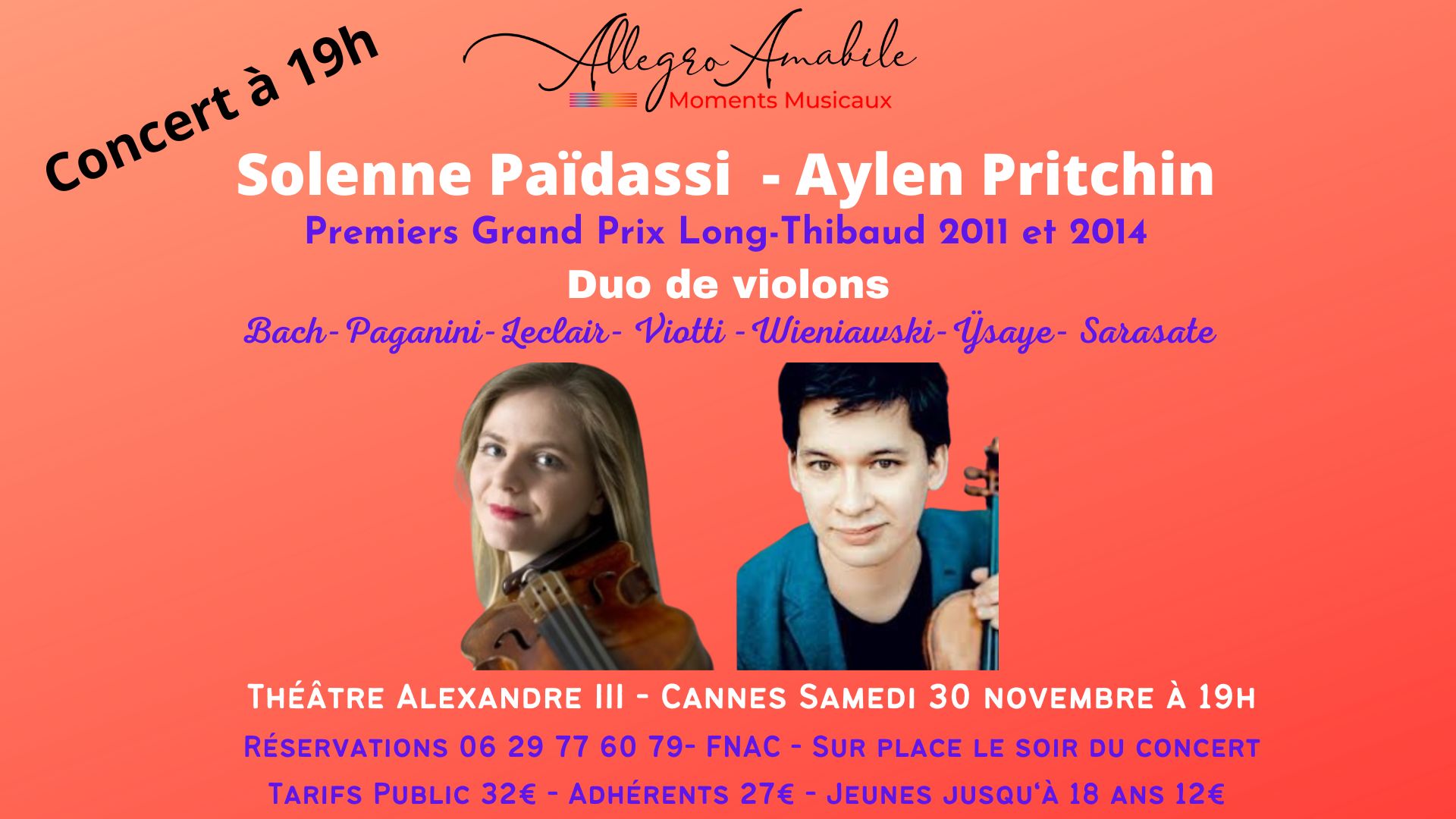 Duo de violons : Solenne Païdassi & Aylen Pritchin